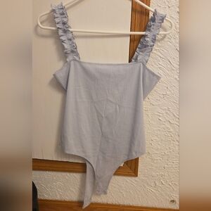 Double Zero Soft Blue Ribbed Top